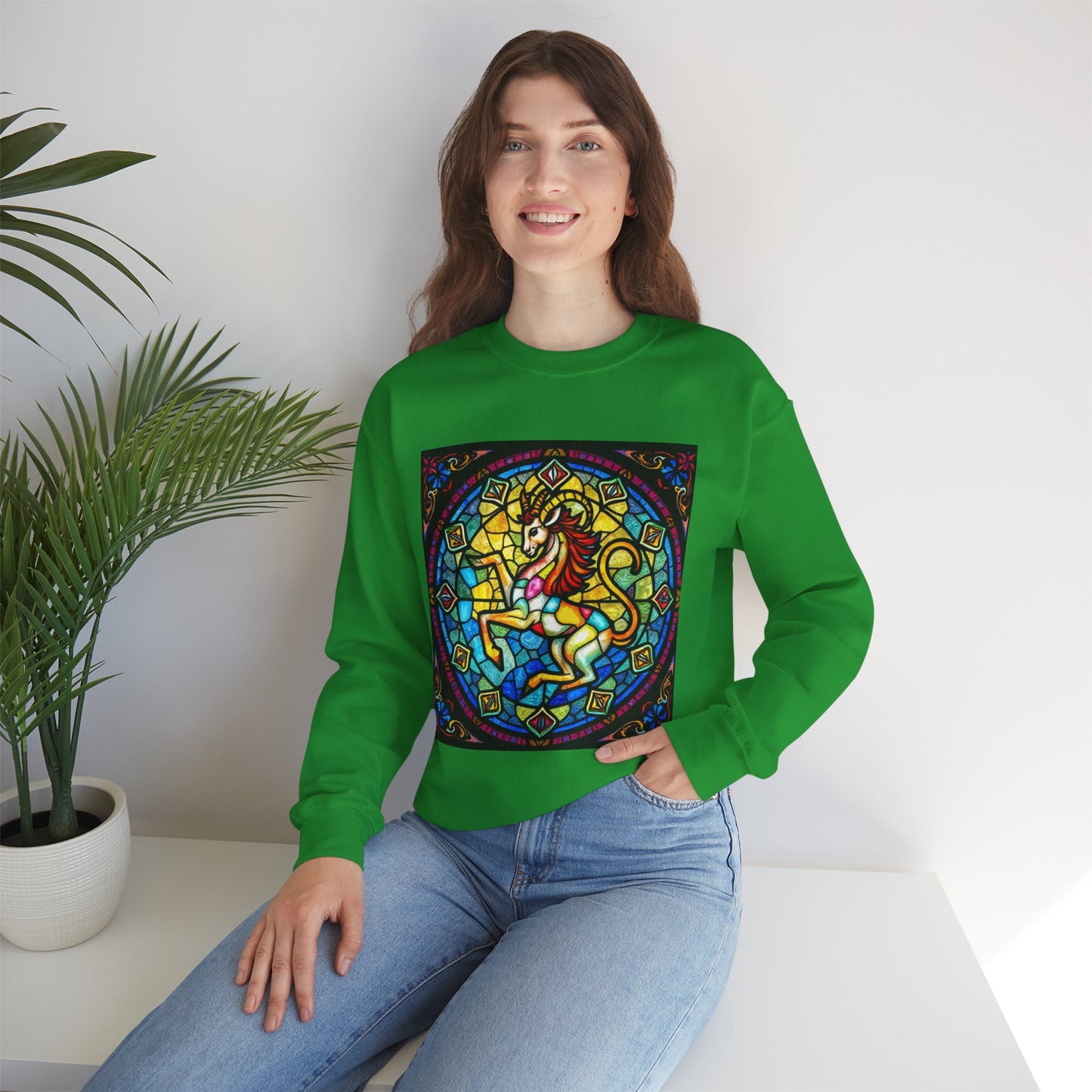 Unisex Heavy Blend™ Crewneck Sweatshirt, Glass, Capricorn Zodiac Design