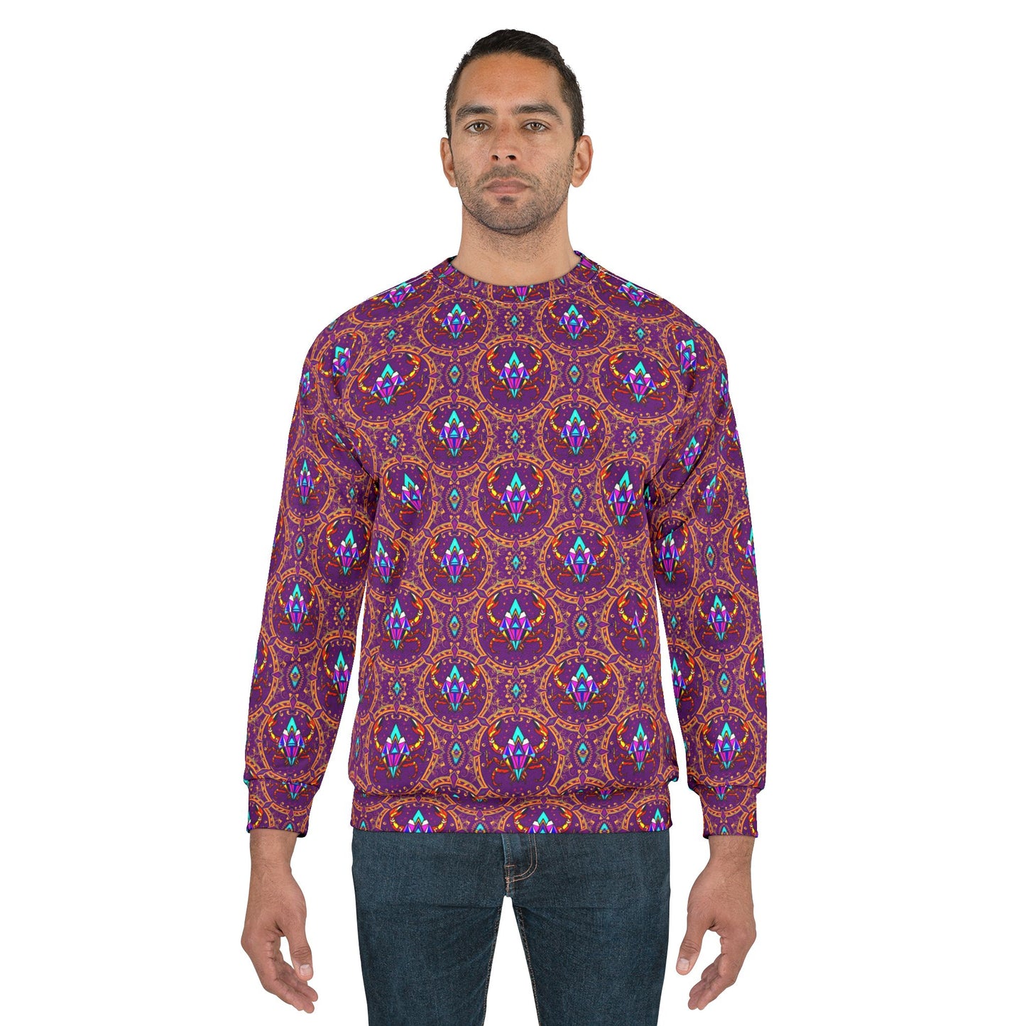 Unisex Sweatshirt (AOP), Scorpio, Zodiac v3, Jewel Pattern