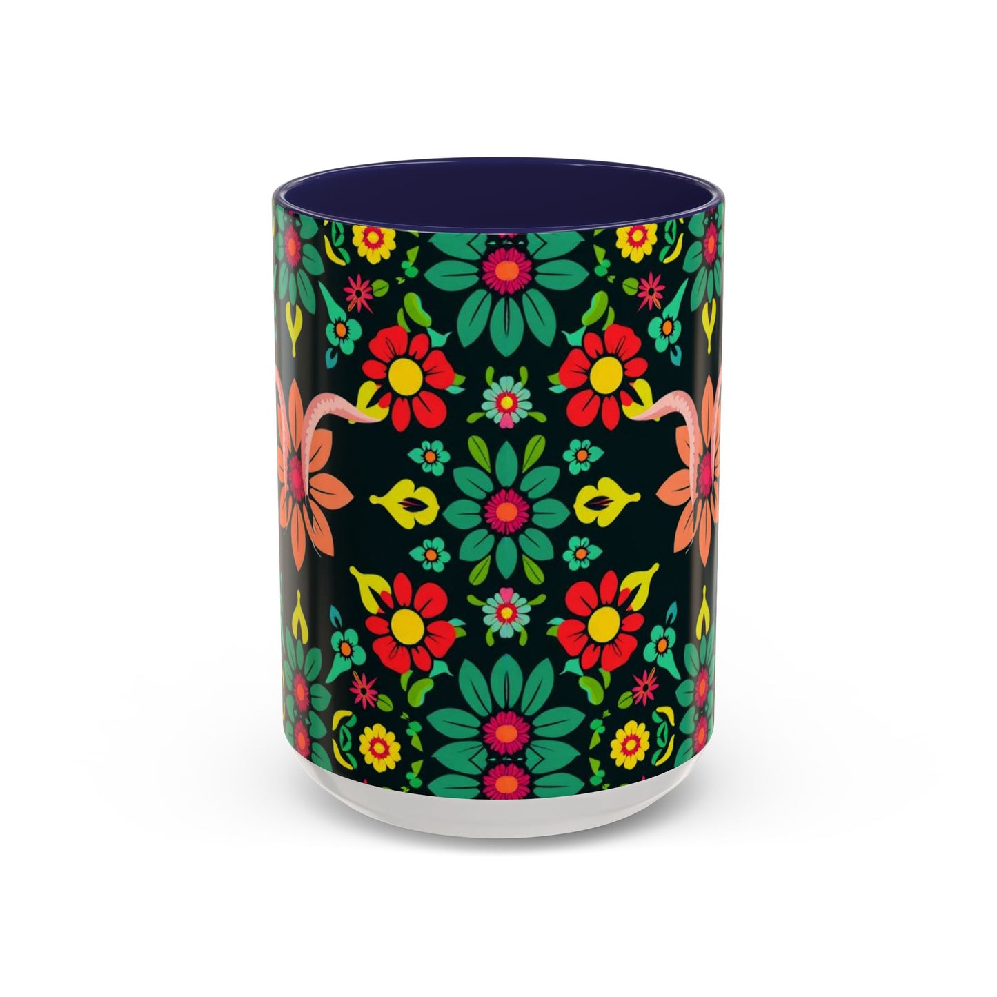 Accent Coffee Mug, Aquarius, Zodiac v4, Flower Pattern, (11, 15oz)