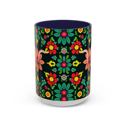 Accent Coffee Mug, Aquarius, Zodiac v4, Flower Pattern, (11, 15oz)