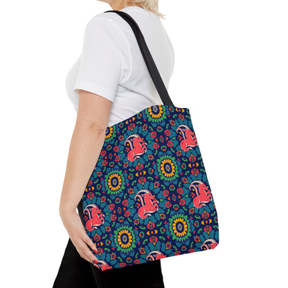 Tote Bag, (AOP), Capricorn, Zodiac v4, Flower Pattern