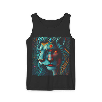 Unisex Garment-Dyed, Tank Top, Leo, Pop Art, 100% US cotton