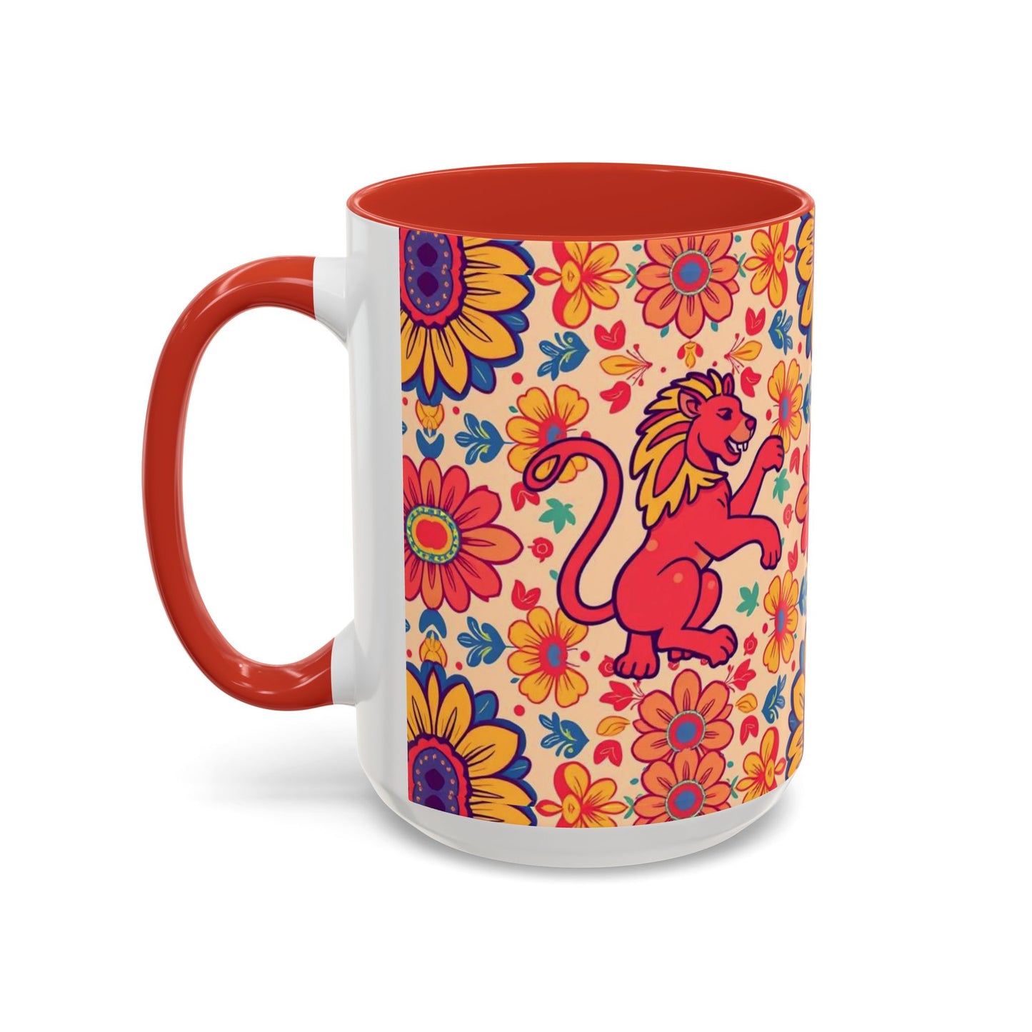Accent Coffee Mug, Leo, Zodiac, Flower Pattern, (11, 15oz)