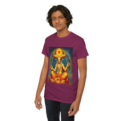 Unisex Heavy Cotton T-Shirt, Meditating Bull, Taurus Zodiac Design