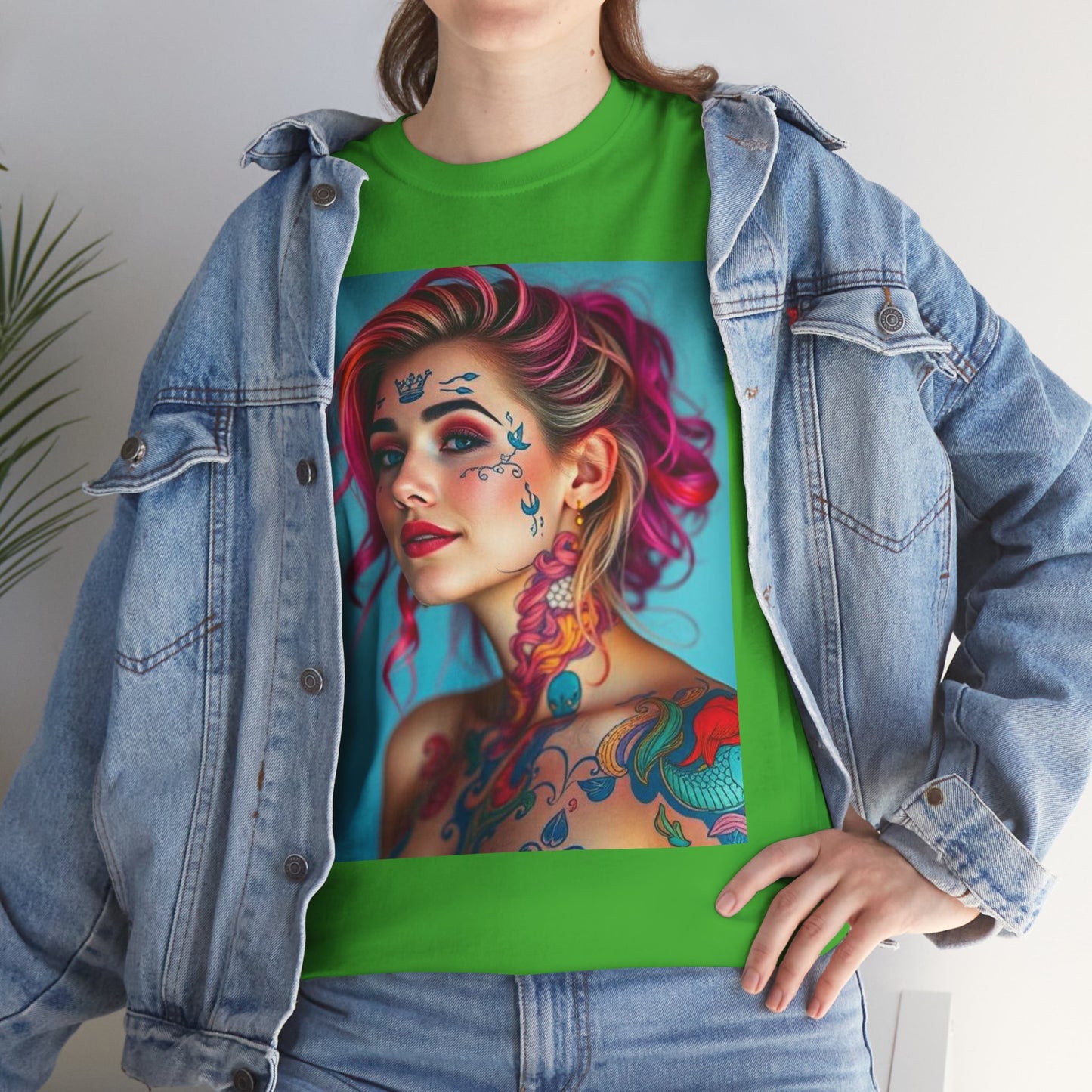 Unisex Heavy Cotton T-Shirt, Pisces, Zodiac v3, Sexy Art