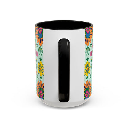 Accent Coffee Mug, Aquarius, Zodiac, Flower Pattern, (11, 15oz)