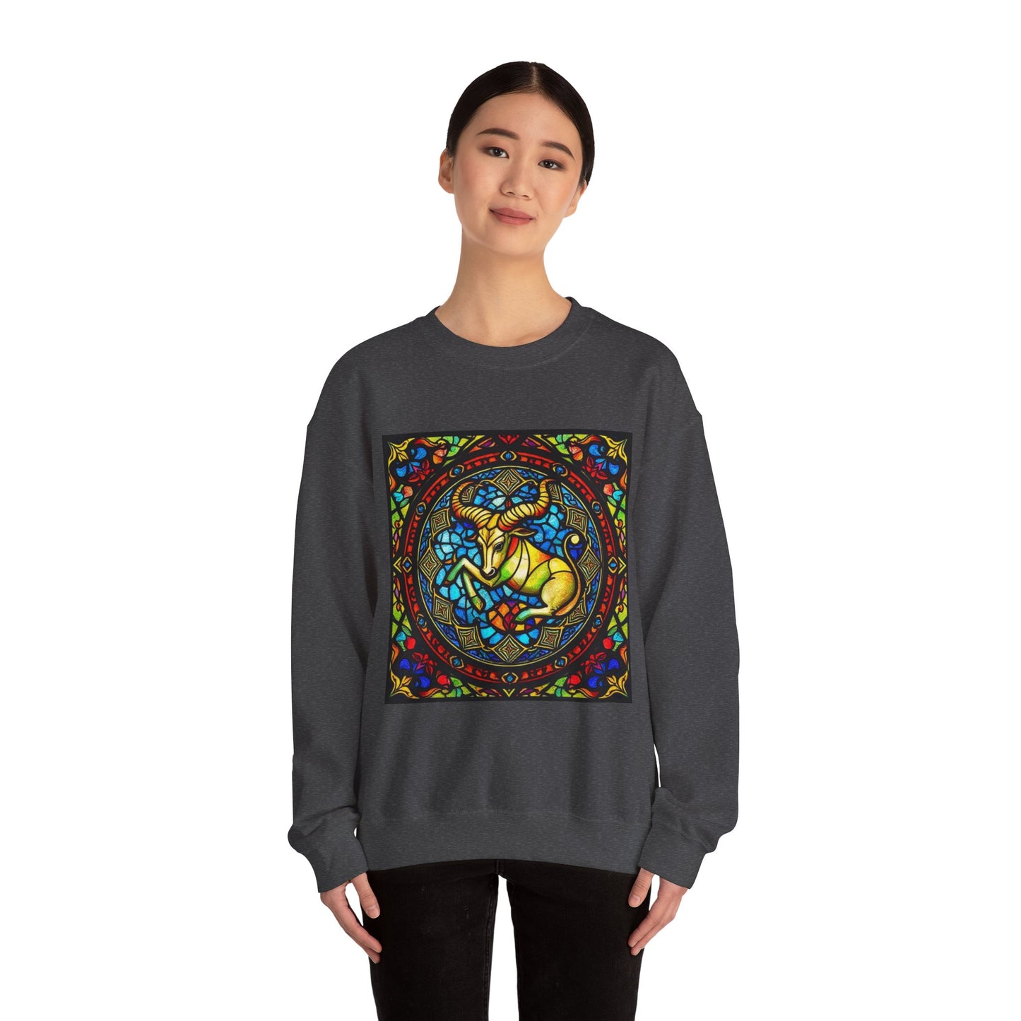 Unisex Heavy Blend™ Crewneck Sweatshirt, Glass, Taurus Zodiac Design