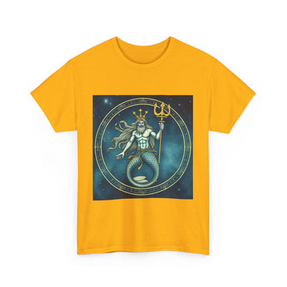 Unisex Heavy Cotton T-Shirt, Aquarius God 6v, Zodiac Design