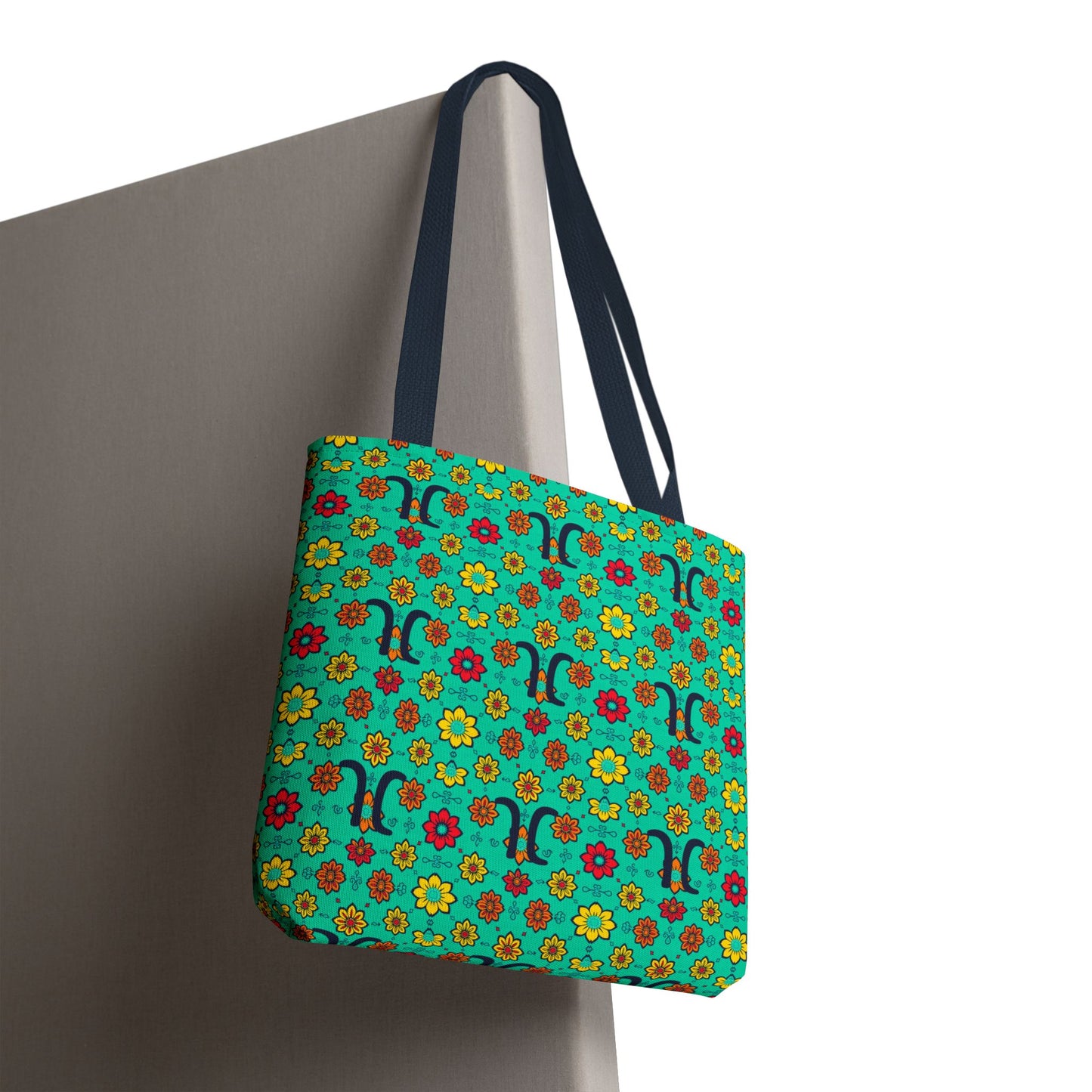 Tote Bag, (AOP), Aquarius, Zodiac, Flower Pattern