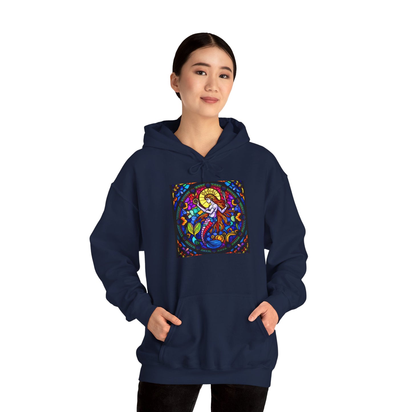 Unisex Heavy Blend™ Hooded Sweatshirt with glass Aquarius zodiac design