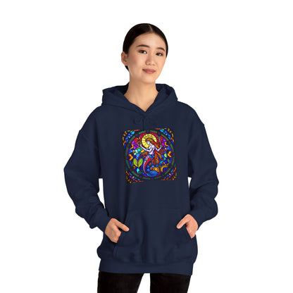 Unisex Heavy Blend™ Hooded Sweatshirt with glass Aquarius zodiac design