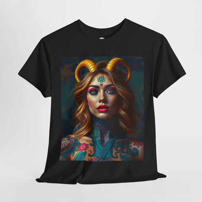 Unisex Heavy Cotton T-Shirt, Capricorn, Zodiac v1, Sexy Art