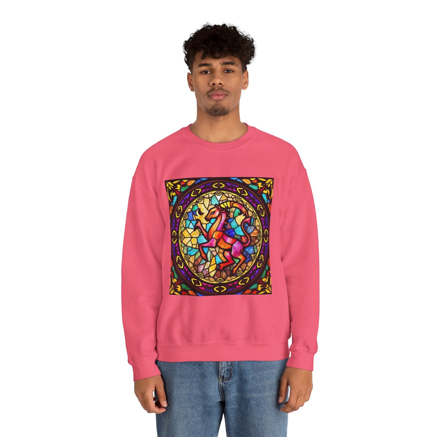 Unisex Heavy Blend™ Crewneck Sweatshirt, Glass, Aries Zodiac Design