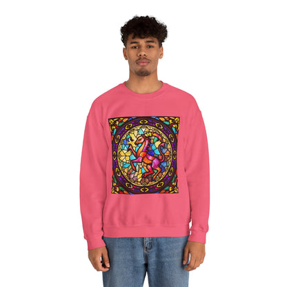 Unisex Heavy Blend™ Crewneck Sweatshirt, Glass, Aries Zodiac Design