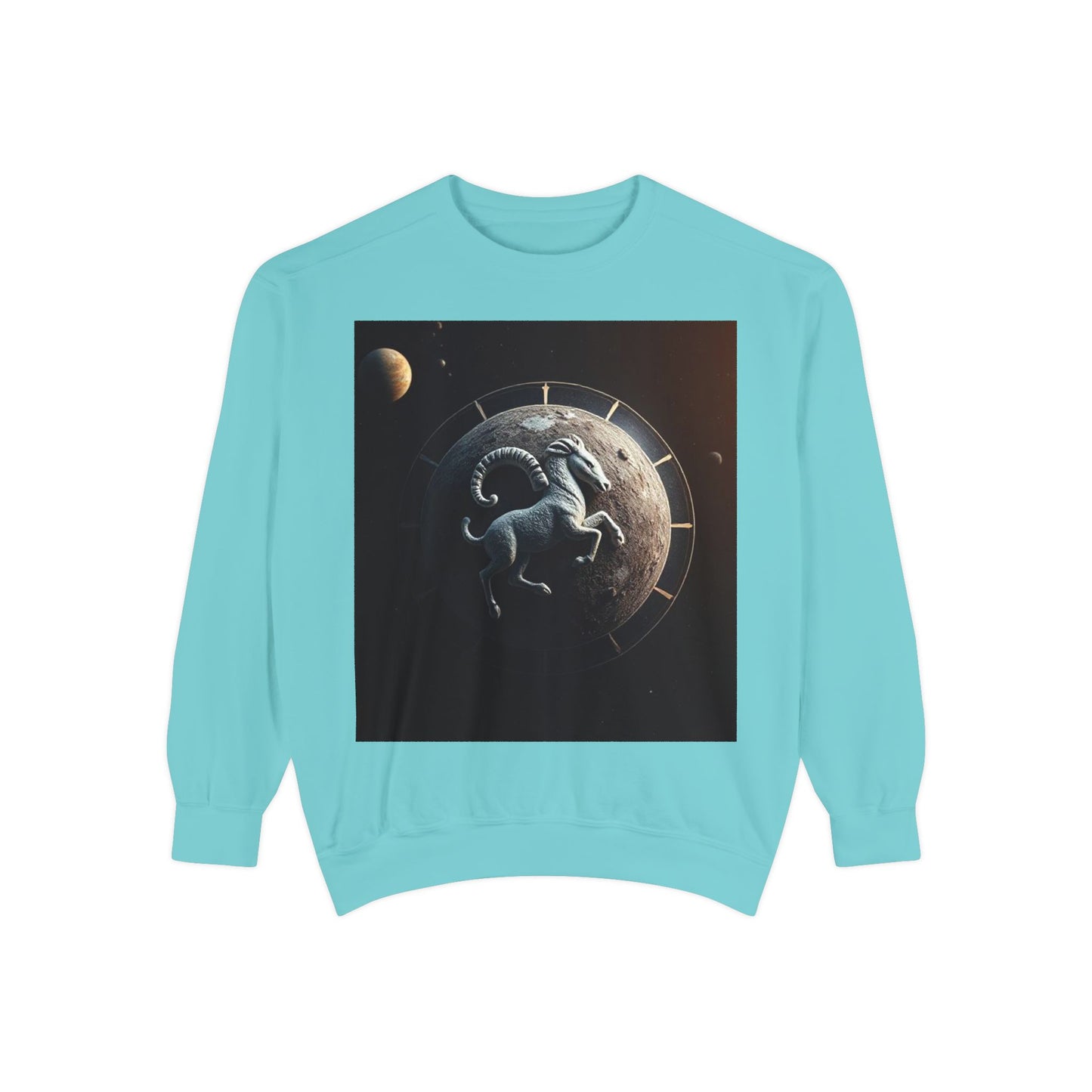 Garment-Dyed Sweatshirt, Unisex, Space Animal Design, Aries