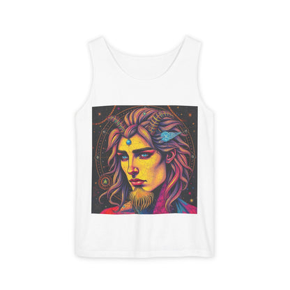 Unisex Garment-Dyed, Tank Top, Aquarius Design, Pop Art v1, 100% Ringspun US cotton
