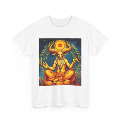 Unisex Heavy Cotton T-Shirt, Meditating Bull, Taurus Zodiac Design
