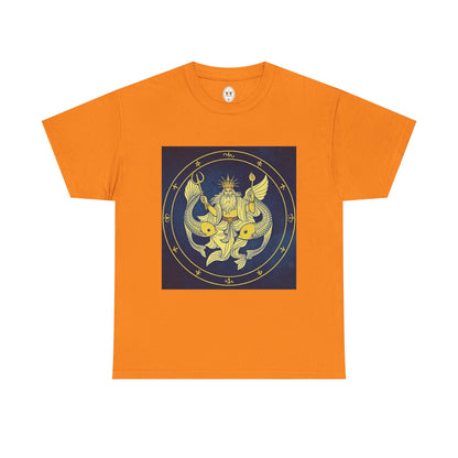 Unisex Heavy Cotton T-Shirt, King of Pisces, Zodiac Design