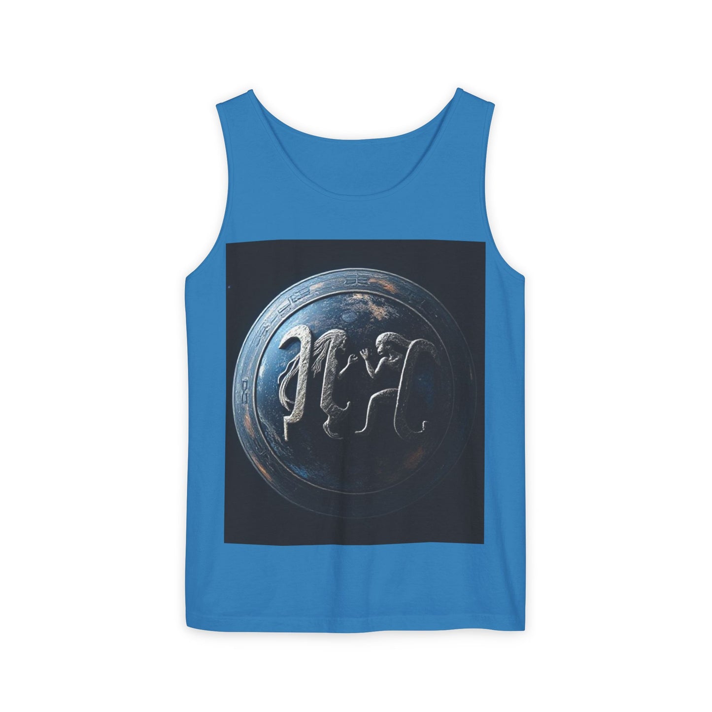 Unisex Garment-Dyed, Tank Top, Gemini Design, Space Symbol , 100% US cotton