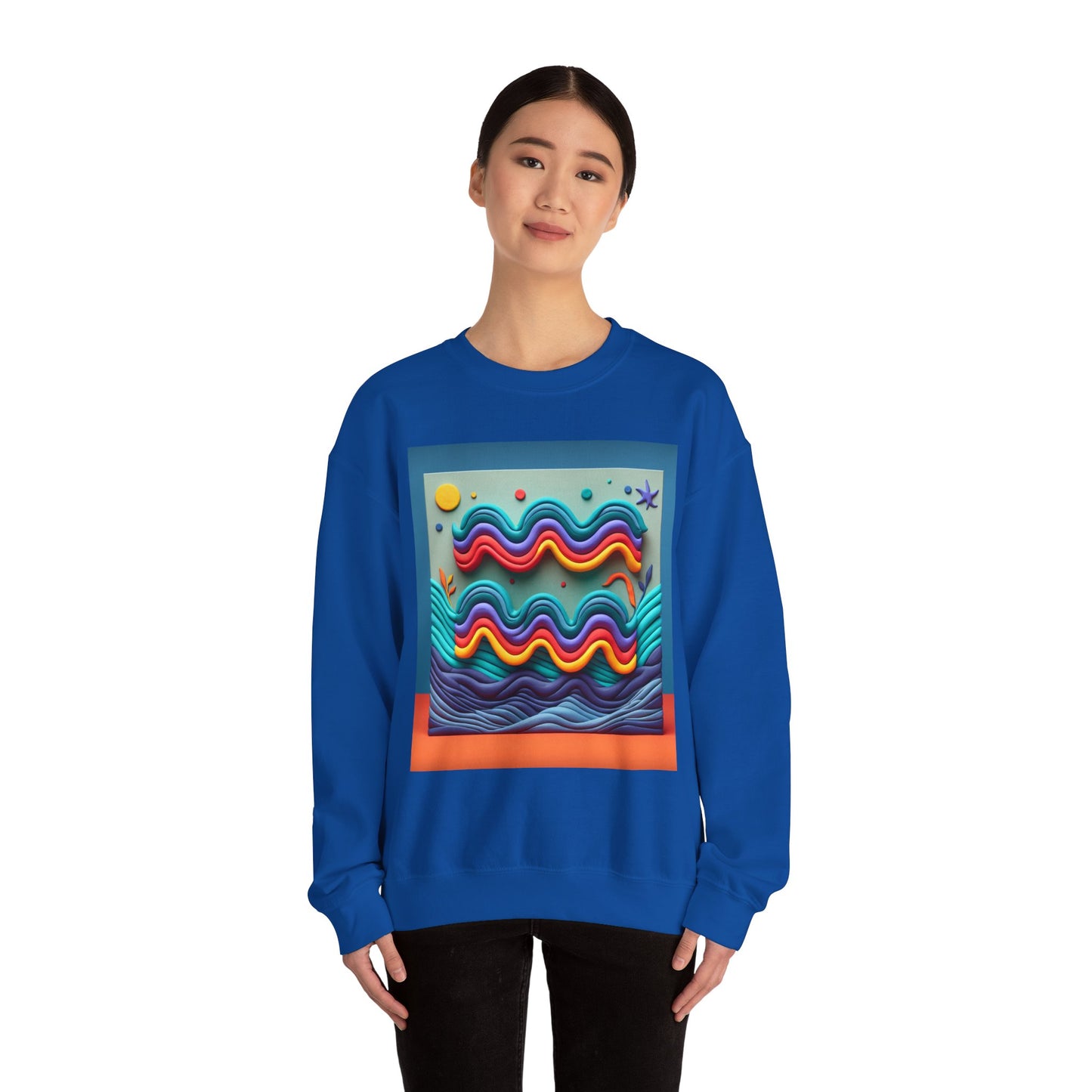 Unisex Heavy Blend™ Crewneck Sweatshirt, Water Painting, Aquarius Zodiac Design