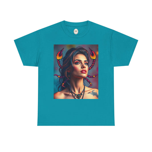 Unisex Heavy Cotton T-Shirt, Scorpio, Zodiac v2, Sexy Art