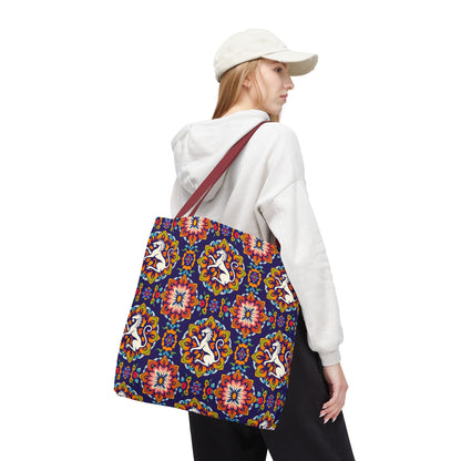 Tote Bag, (AOP), Virgo, Zodiac v3, Flower Pattern