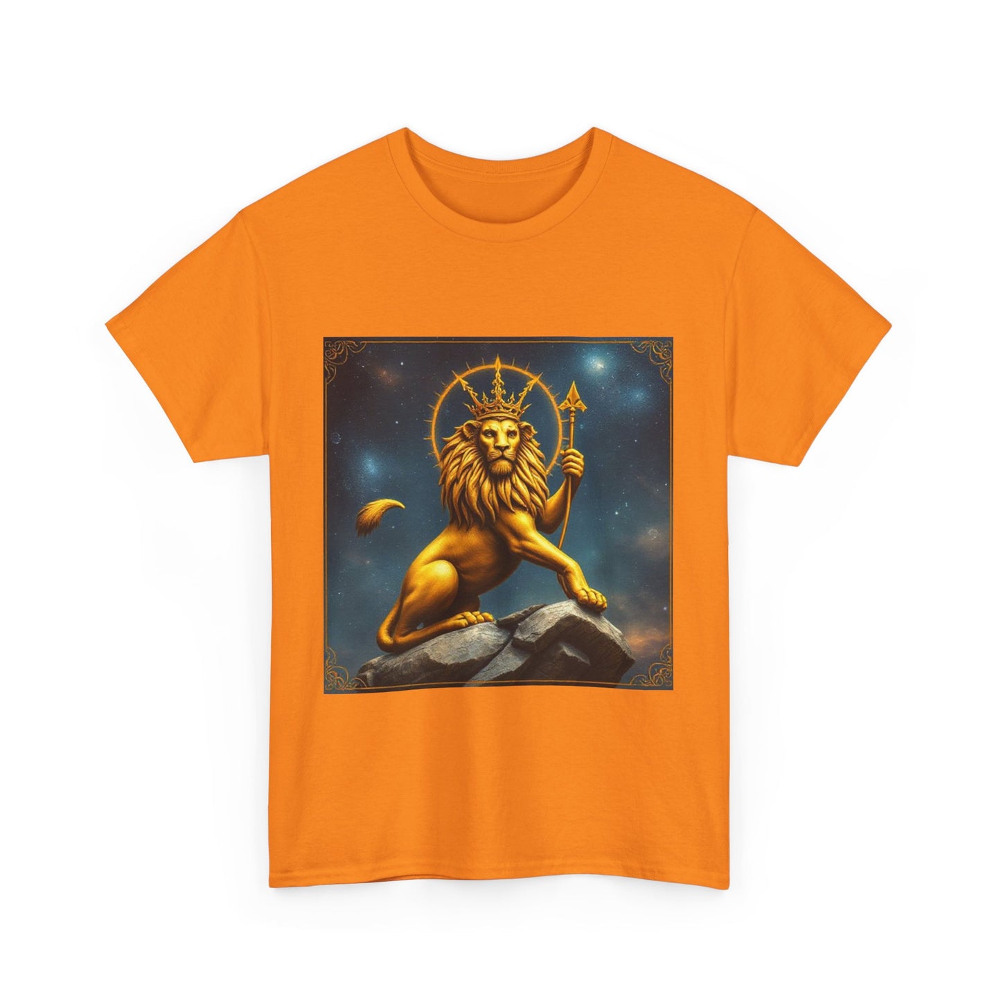 Unisex Heavy Cotton T-Shirt, King of Lions, Leo Zodiac Design