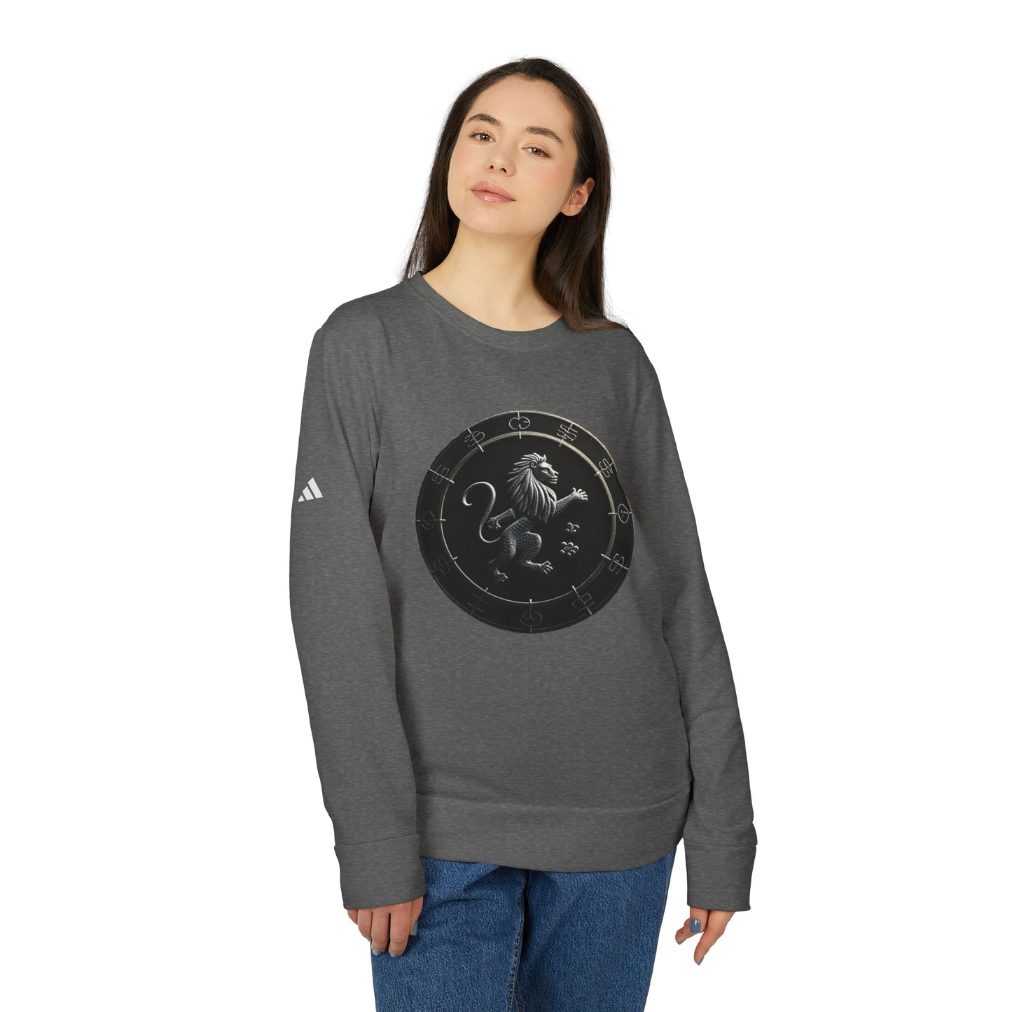 Adidas, Unisex Fleece Crewneck Sweatshirt, Leo, Space Animal, Zodiac