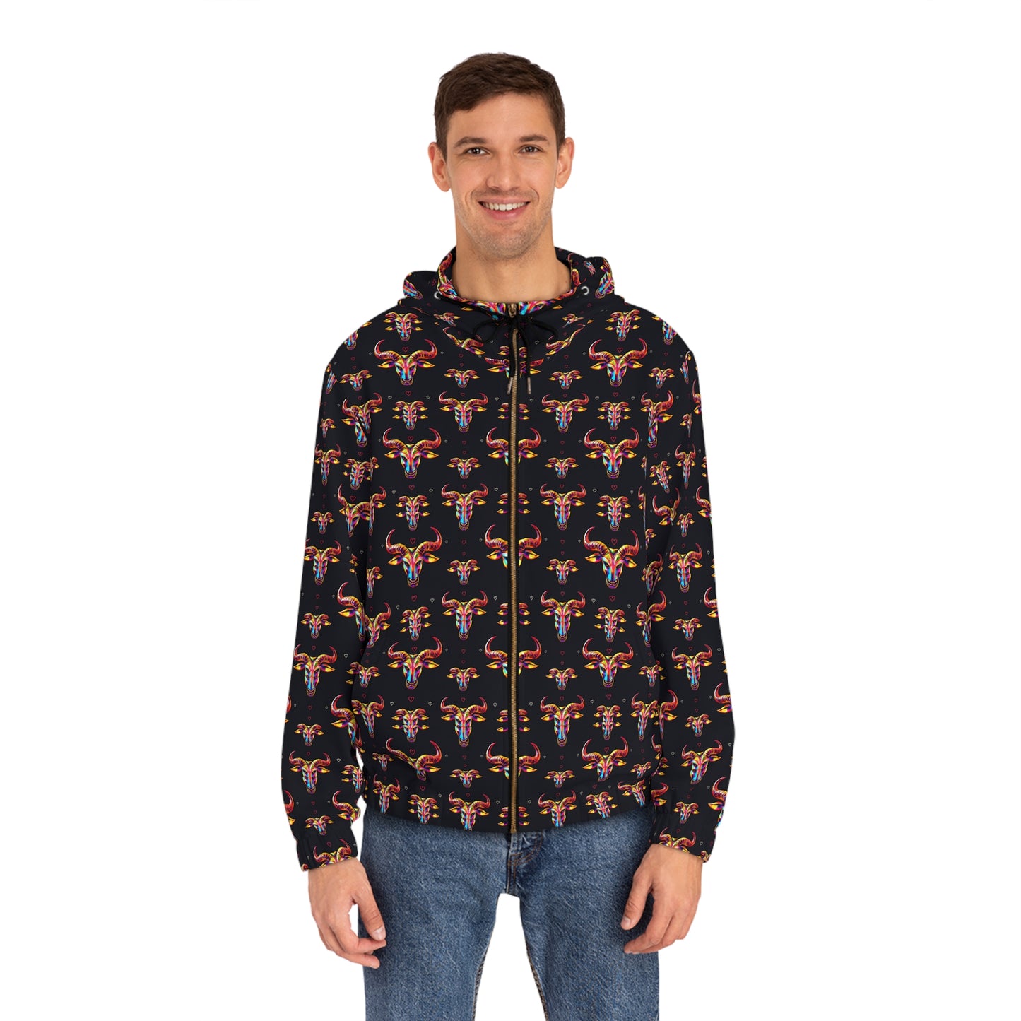 Full-Zip Hoodie (AOP), Taurus, Zodiac, Pattern