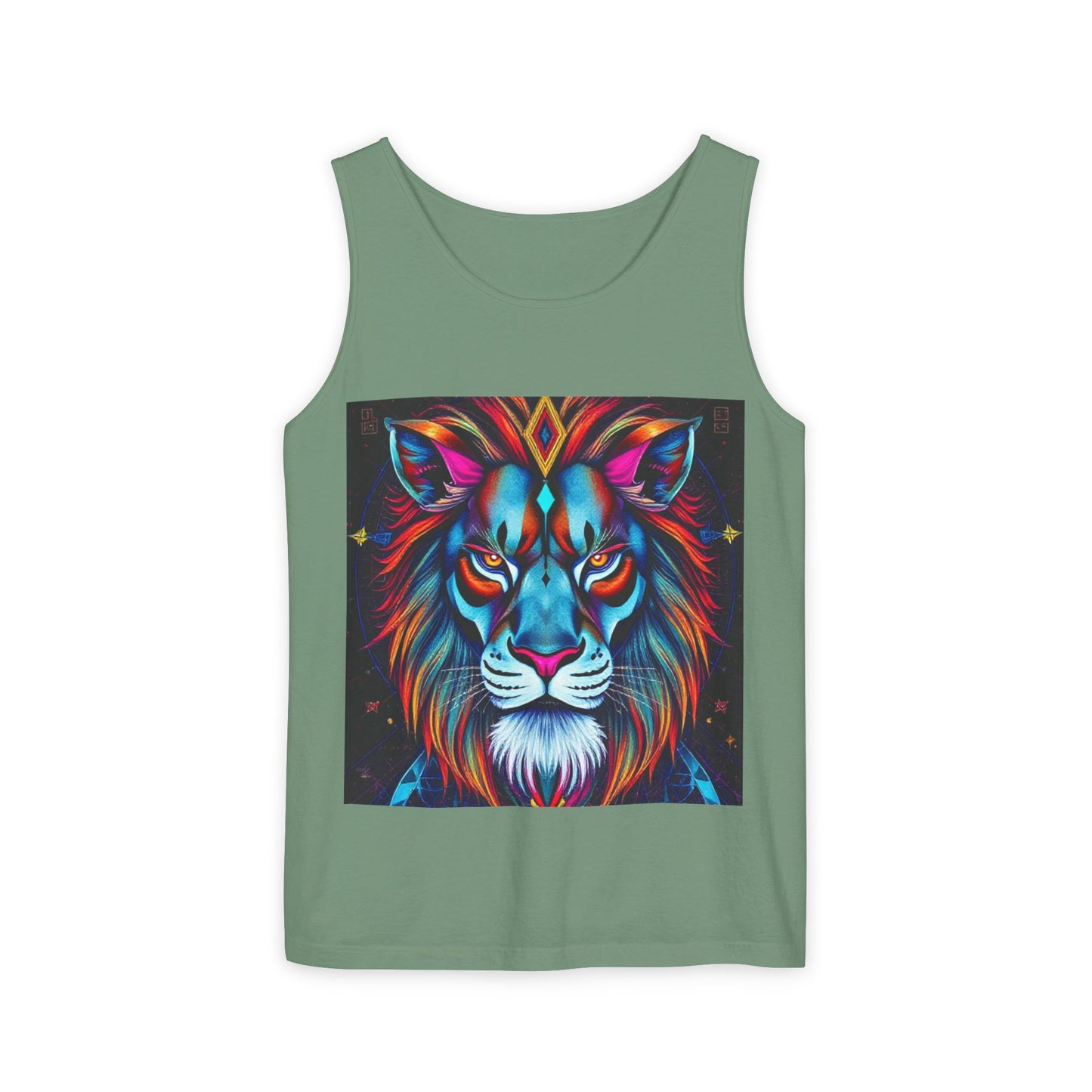 Unisex Garment-Dyed, Tank Top, Leo, Pop Art v1, 100% US cotton