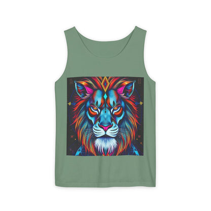 Unisex Garment-Dyed, Tank Top, Leo, Pop Art v1, 100% US cotton