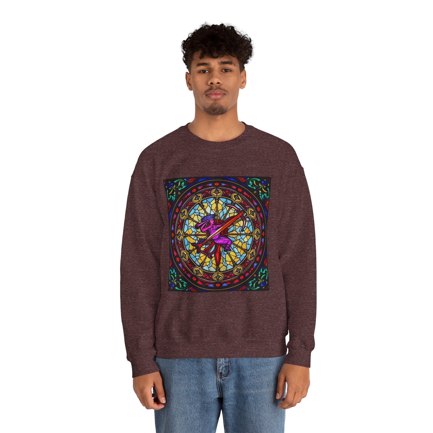 Unisex Heavy Blend™ Crewneck Sweatshirt, Glass 1, Sagittarius Zodiac Design