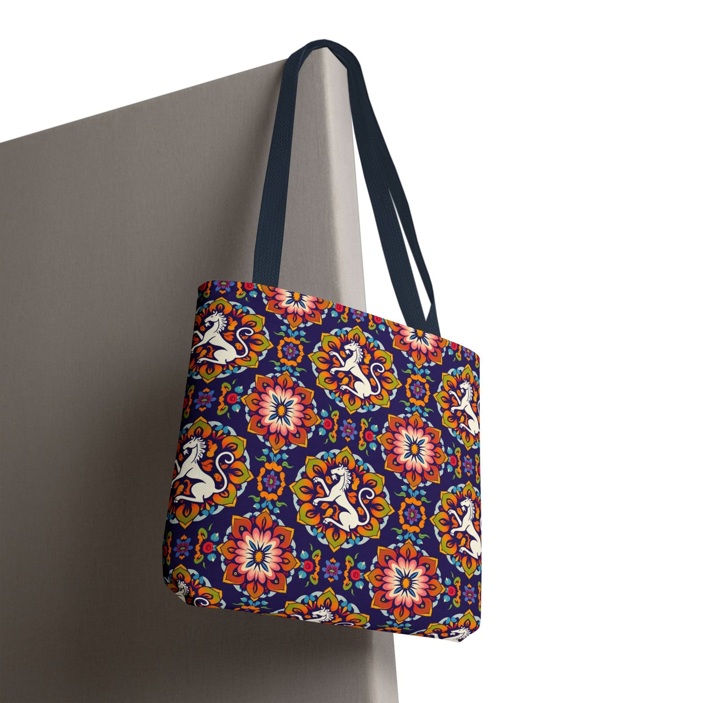 Tote Bag, (AOP), Virgo, Zodiac v3, Flower Pattern