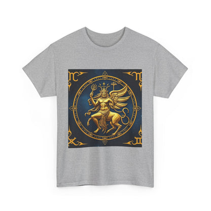 Unisex Heavy Cotton T-Shirt, Gold Angel, Symbol, Virgo Zodiac Design