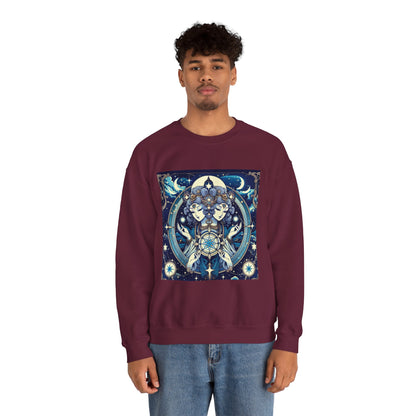 Unisex Heavy Blend™ Crewneck Sweatshirt,Twin Body, Gemini Zodiac Design