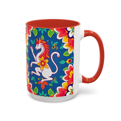 Accent Coffee Mug, Virgo, Zodiac v3. Flower Pattern, (11, 15oz)