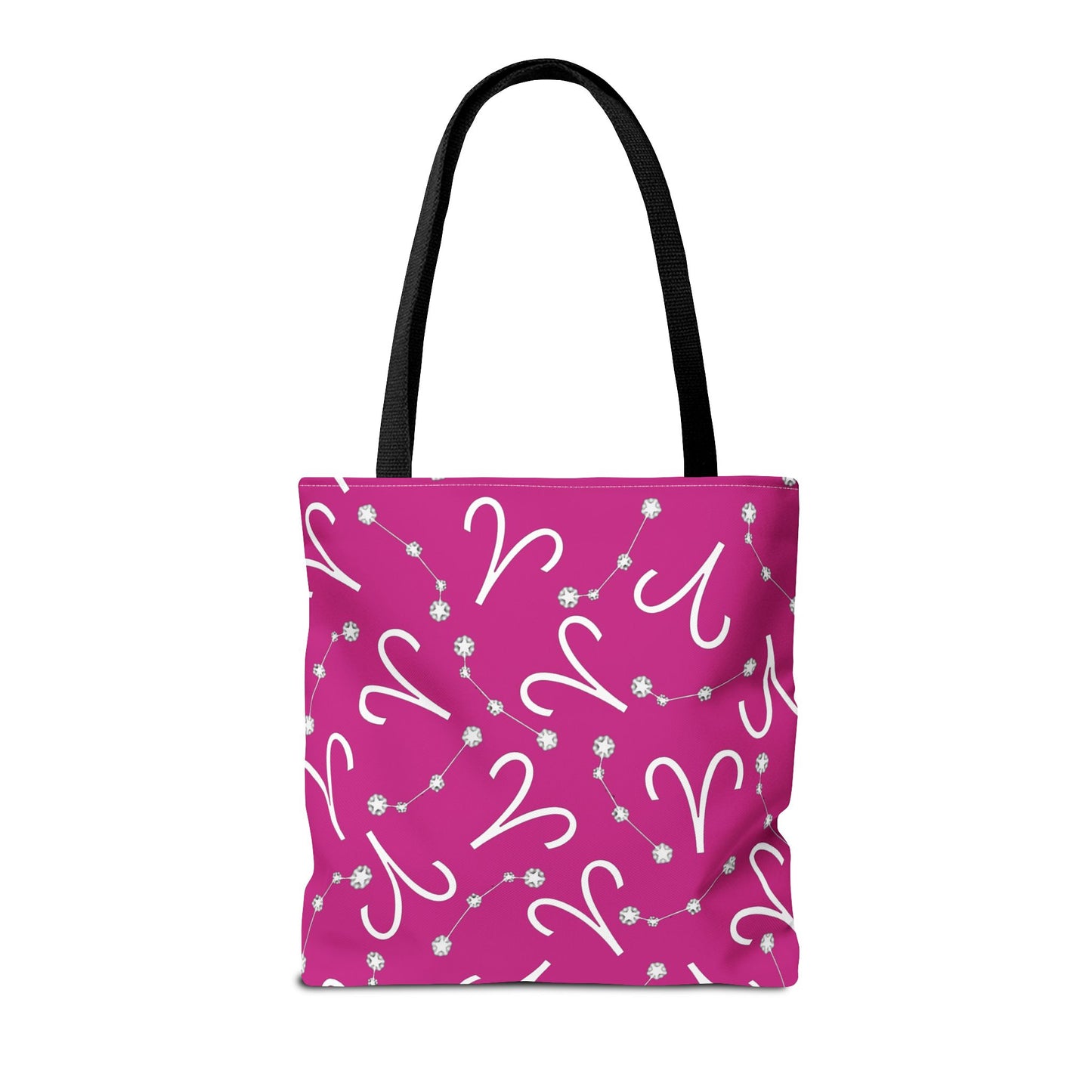 Tote Bag, Aries Zodiac Sign, AOP, (Pink, White)