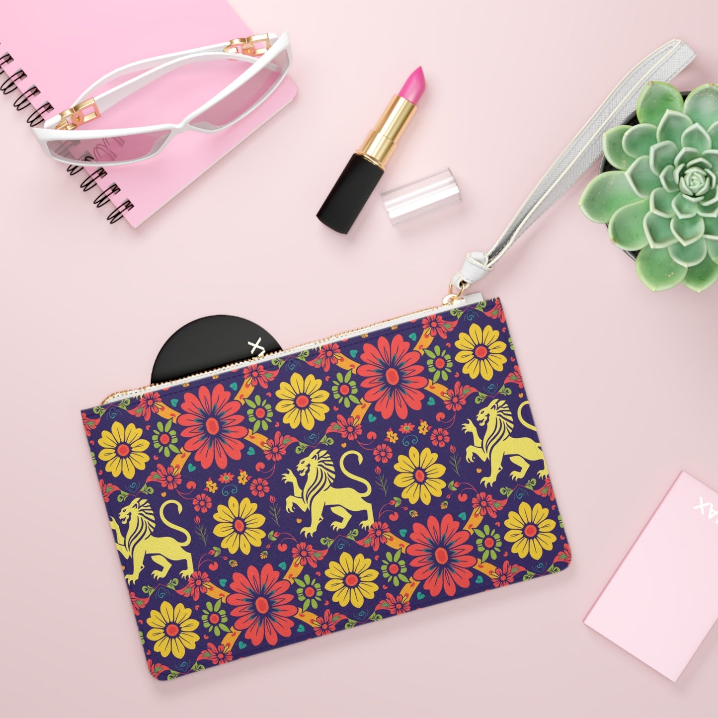 Clutch Bag, Leo, Zodiac v1, Flower Pattern
