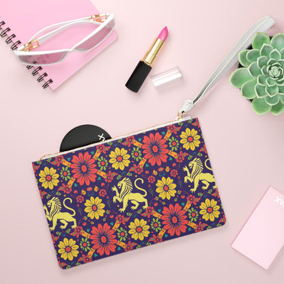 Clutch Bag, Leo, Zodiac v1, Flower Pattern
