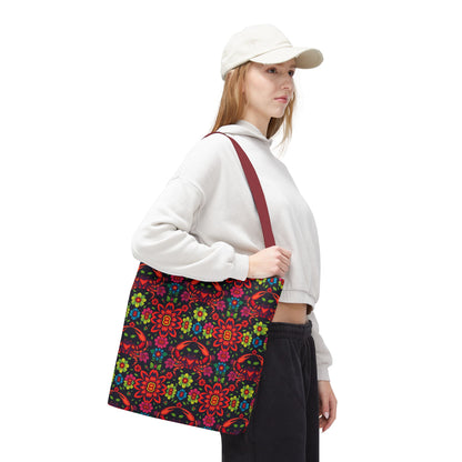 Tote Bag, (AOP), Cancer, Zodiac, Flower Pattern