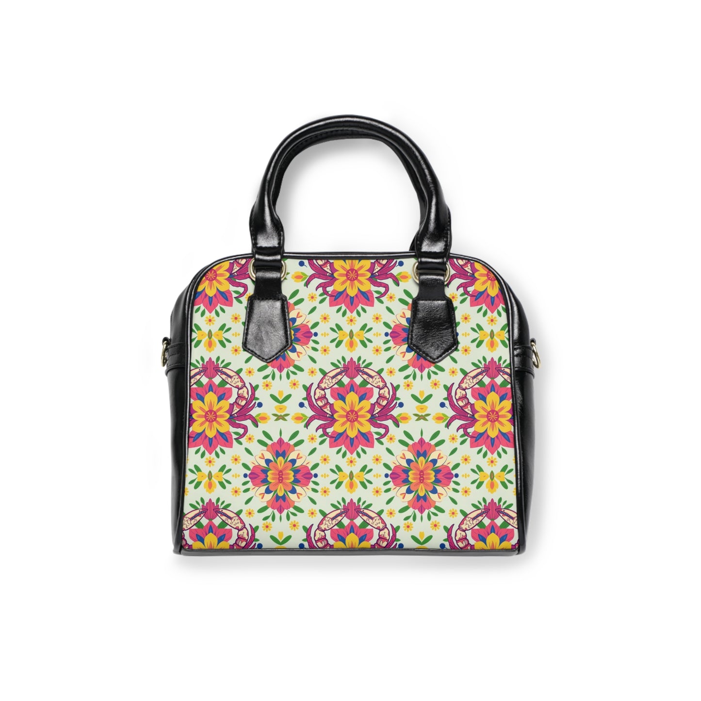 Shoulder Handbag, Cancer, Zodiac v1, Flower Pattern
