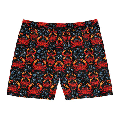 Men's Mid-Length Swim Shorts, (AOP), Cancer, Zodiac, Bubble Pattern