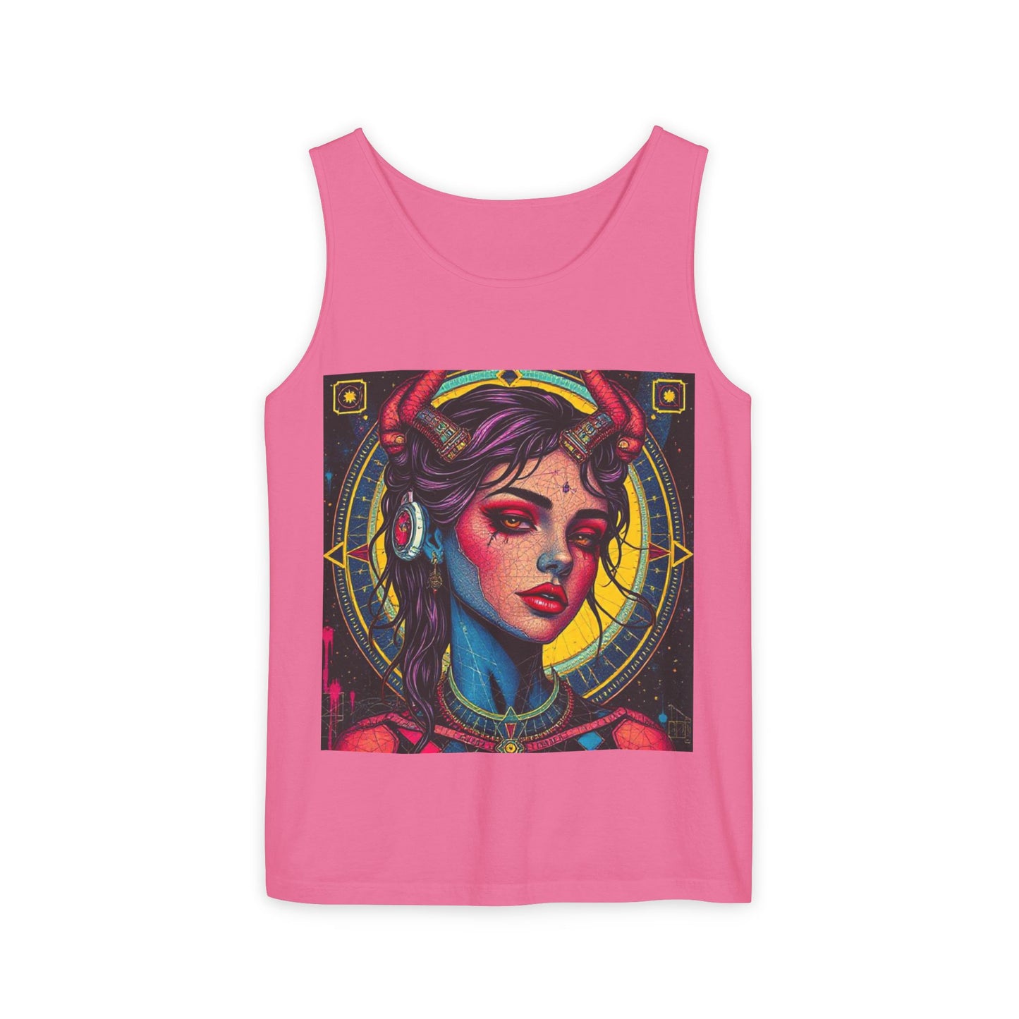 Unisex Garment-Dyed, Tank Top, Scorpio Design, Pop Art, 100% US cotton