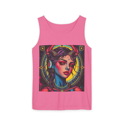 Unisex Garment-Dyed, Tank Top, Scorpio Design, Pop Art, 100% US cotton