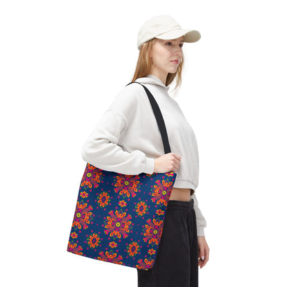 Tote Bag (AOP), Gemini, Zodiac v2, Flower Pattern
