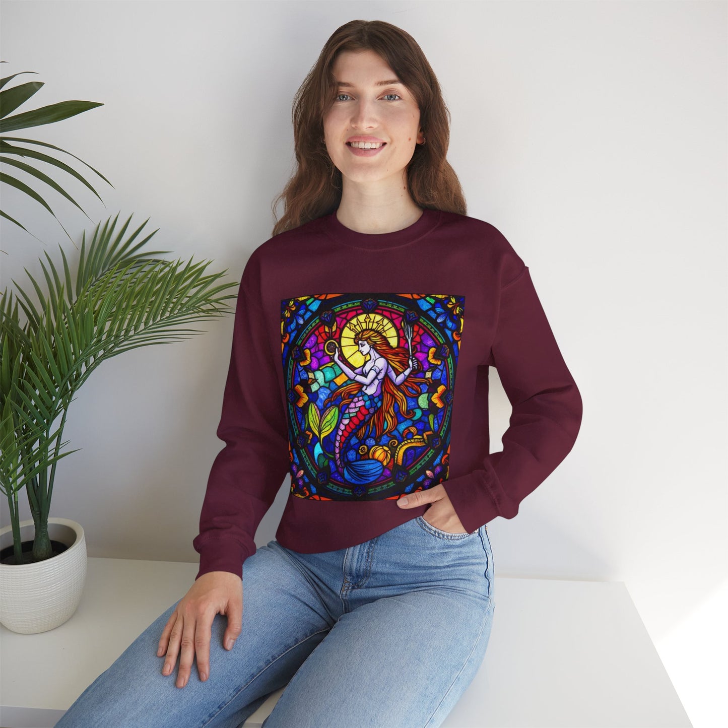 Unisex Heavy Blend™ Crewneck Sweatshirt, Glass 1, Aquarius Zodiac Design