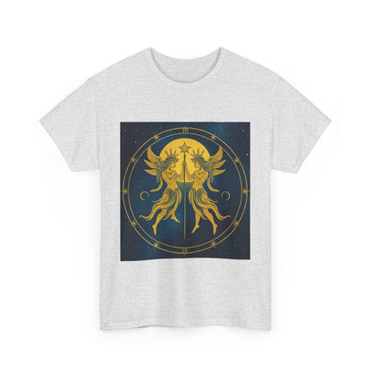 Unisex Heavy Cotton T-Shirt, Space Angel Twins v4, Gemini Zodiac Design