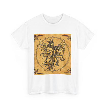 Unisex Heavy Cotton T-Shirt, Pencil Art v1, Gemini Zodiac Design