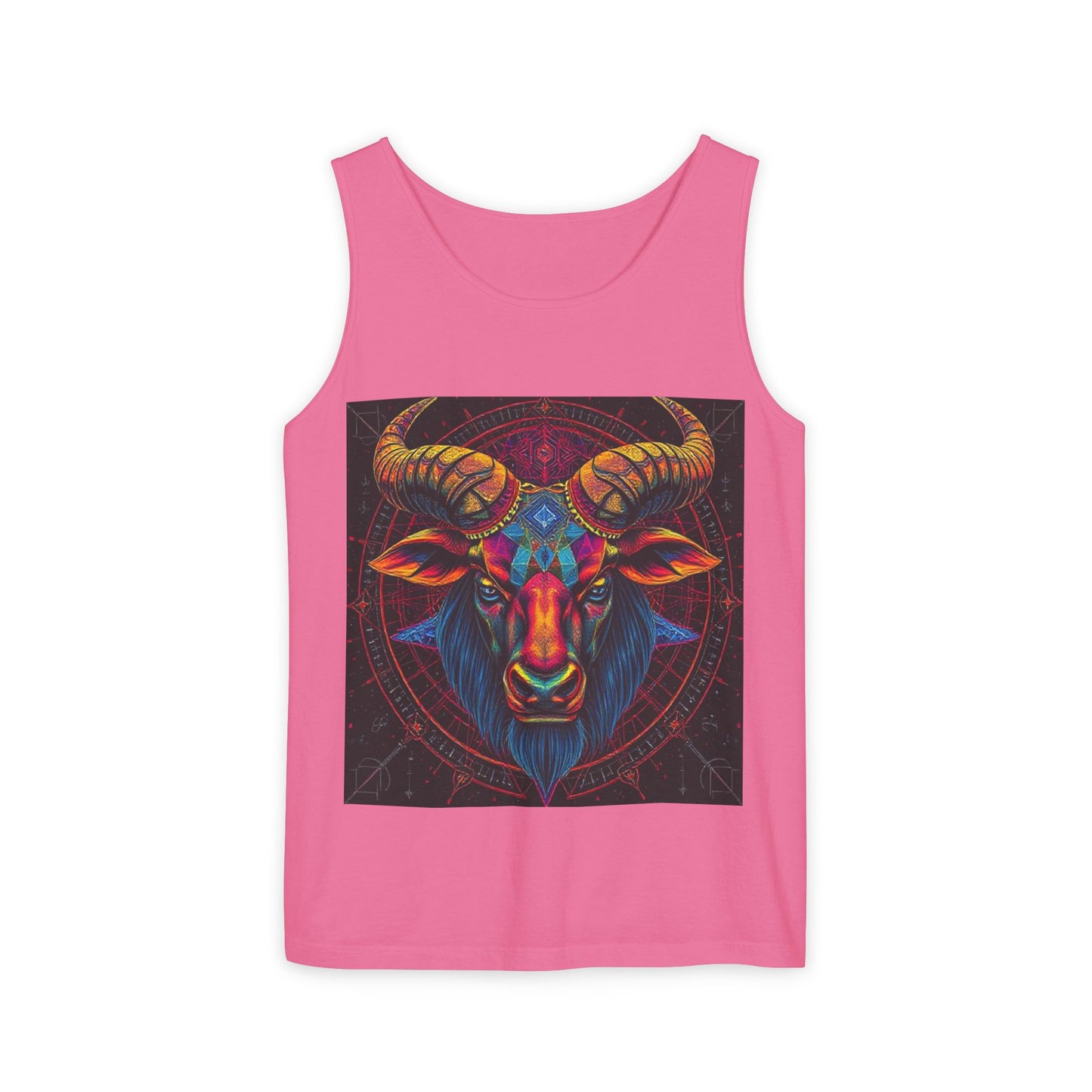 Unisex Garment-Dyed, Tank Top, Taurus Design, Pop Art v1, 100% US cotton