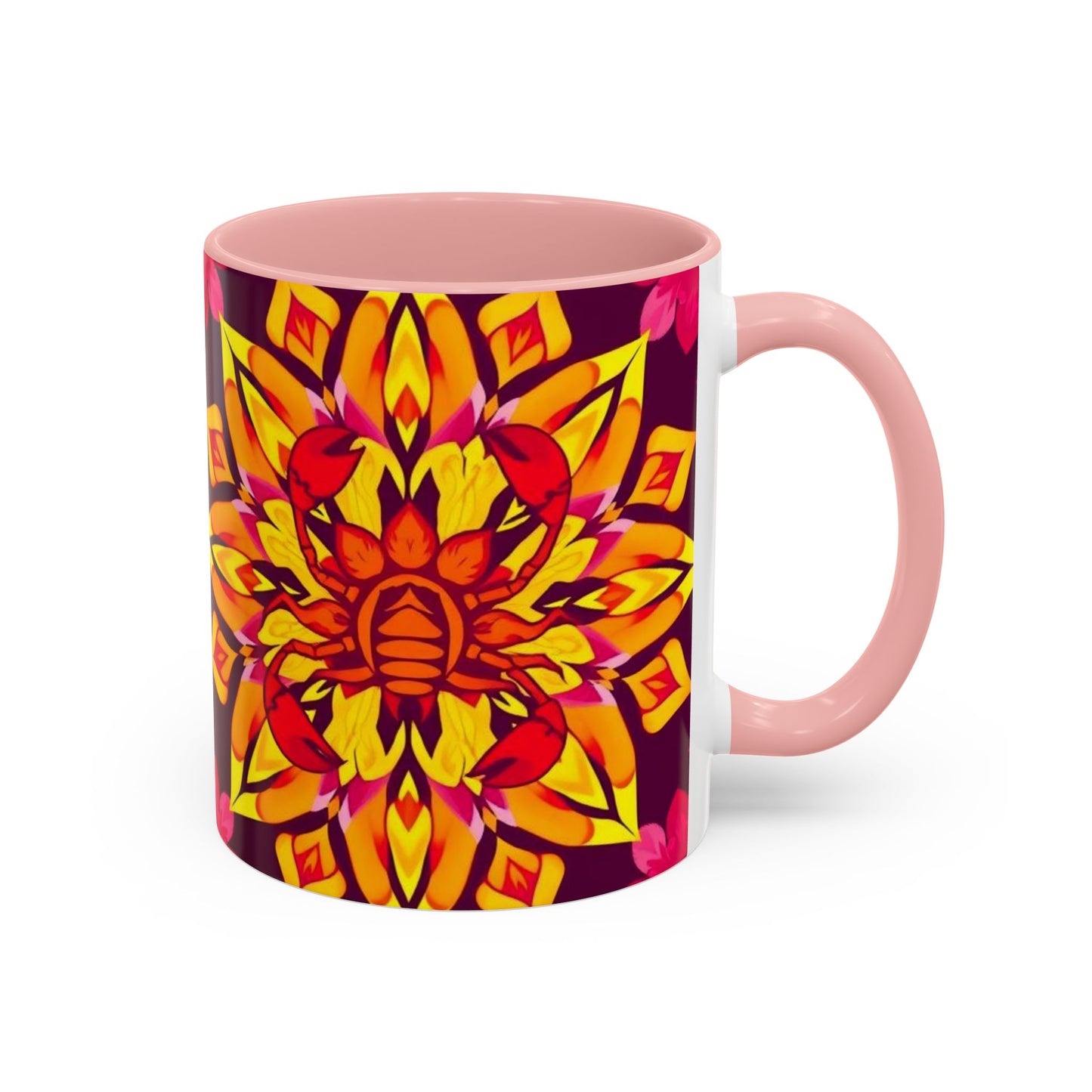 Accent Coffee Mug, Scorpio, Zodiac v1. Flower Pattern, (11, 15oz)